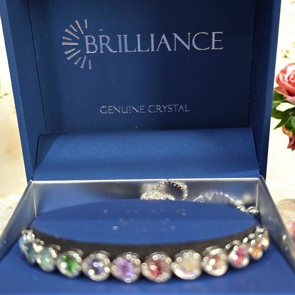 Brilliance Swarovski Crystal Adjustable Bracelet – Multicolor Heart Stones 10" - Picture 5 of 8